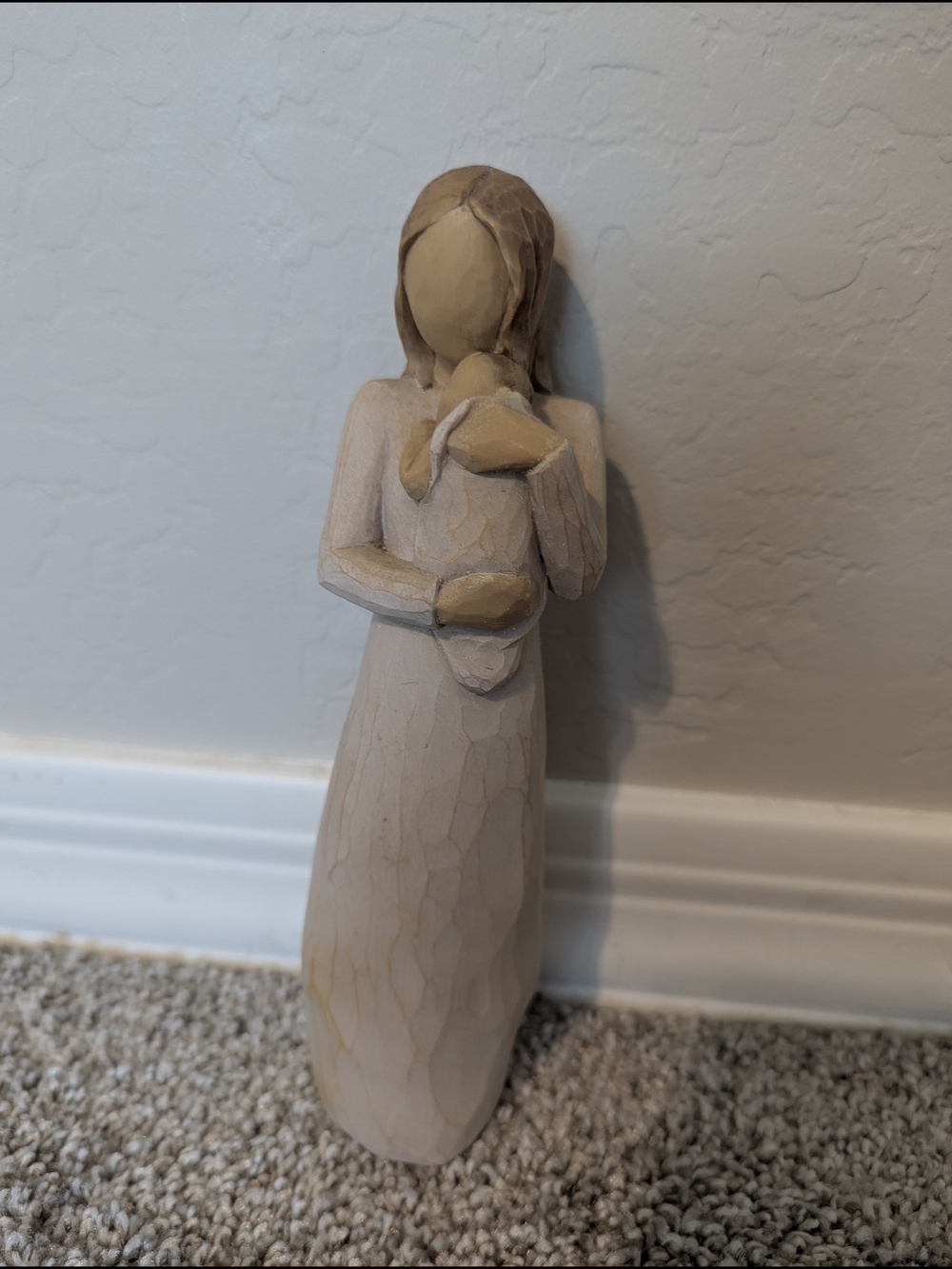 Willow Tree "Angel of Mine" Carved Angel Figurine - Cream & Light Brown